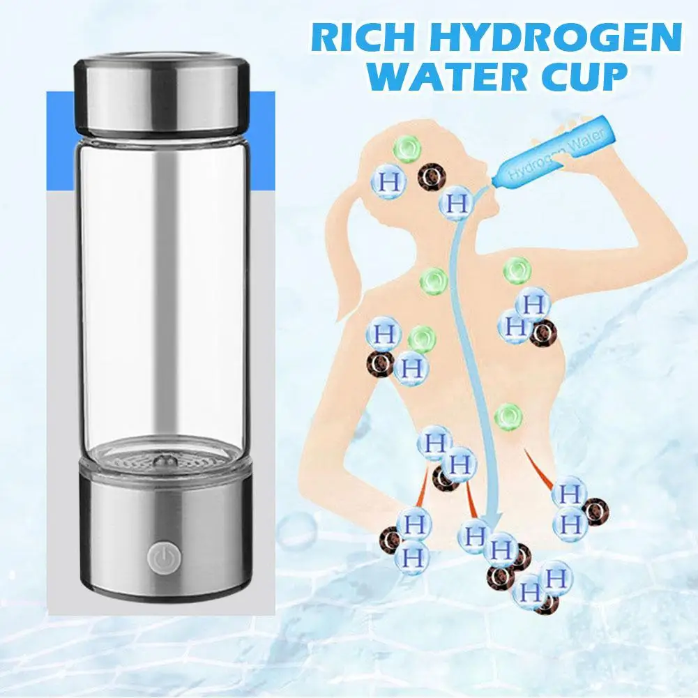 

420ml Rich Hydrogen Water Cup High Borosilicate Glass Portable LED Home Antioxidant Display Drinkware Rechargeable J1O4