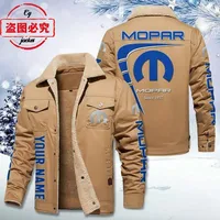 Mopar logo jacket men's velvet hooded winter warm stand-up collar jacket cotton Mopar work clothes 2