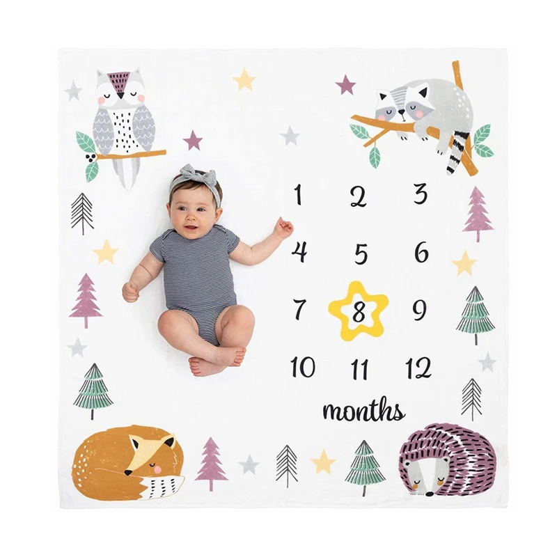 Flannel Baby Milestone Blanket Baby Photography Blanket Props Receving Background Baby Monthly Record Growth Photography Props 5