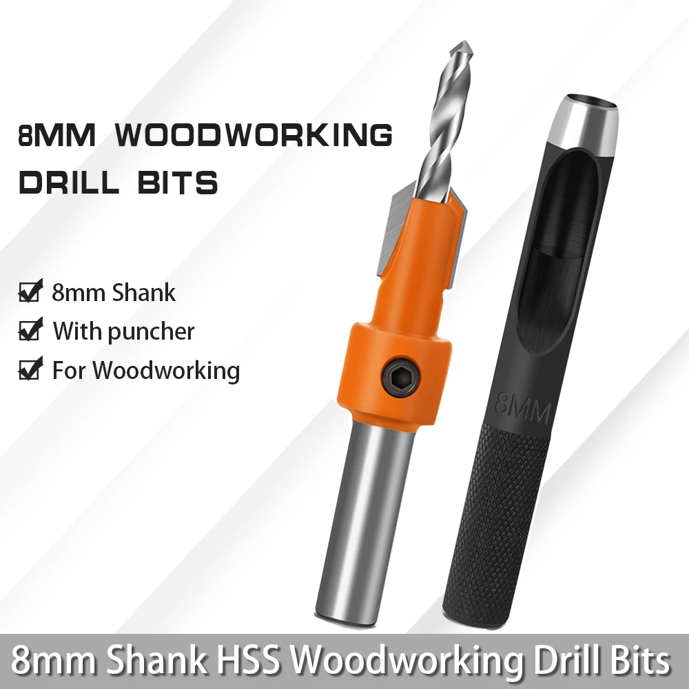 8mmShankHSSWoodworkingDrillCountersunkEndMillBitSet8mm10mm