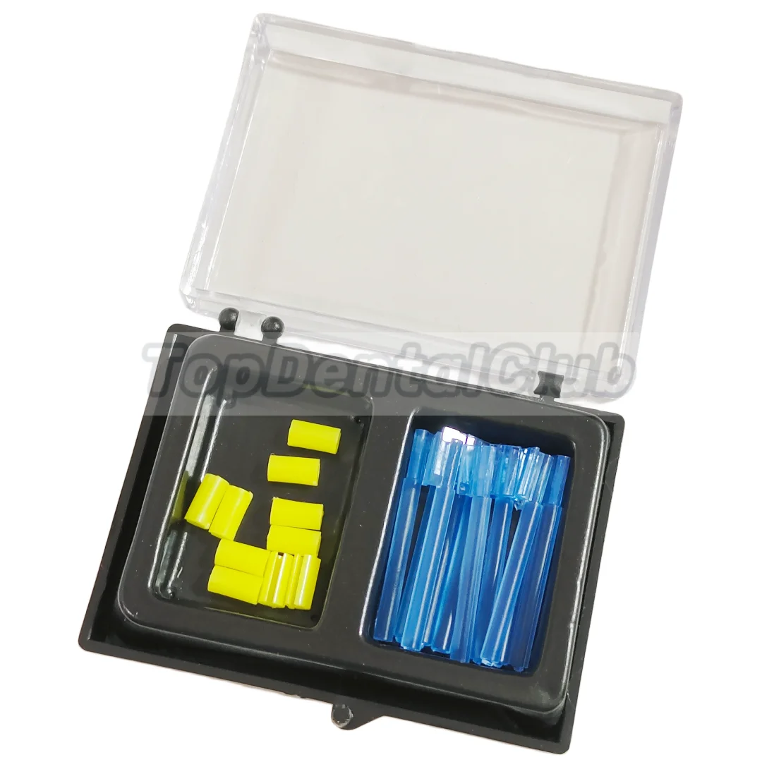 10Kit Dental Blue Bar Yellow Clips Bolt Cap Overdenture Femmina Attachment Rider Long