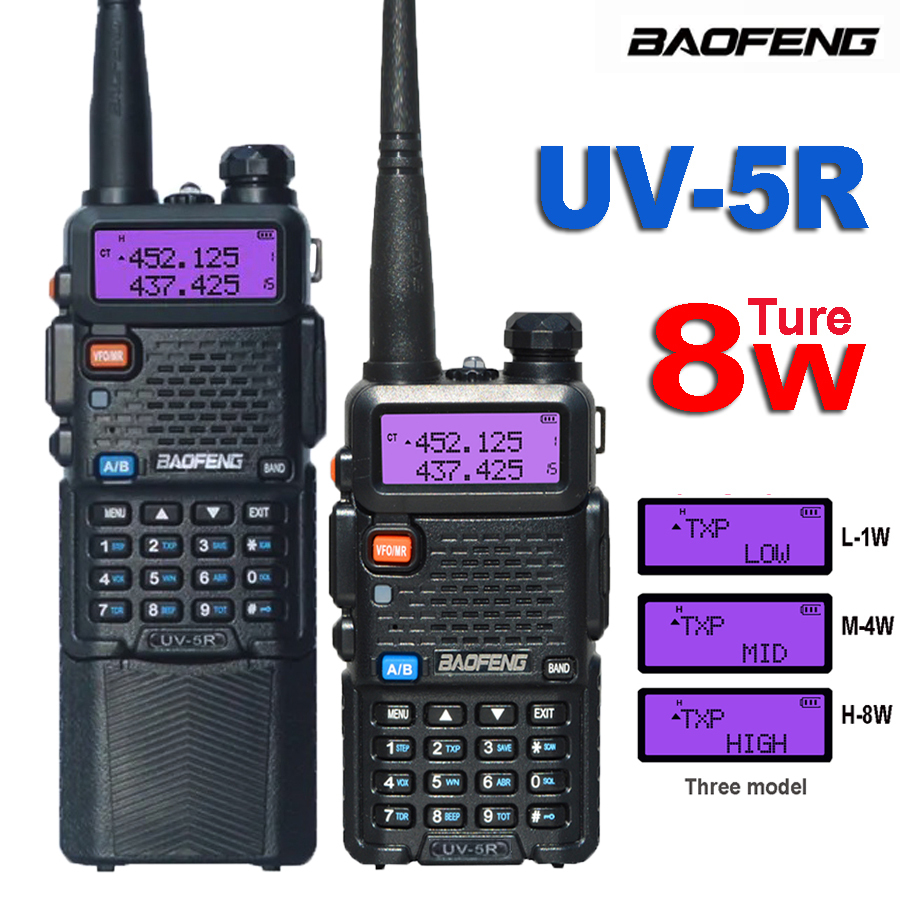 1/2 Pcs Baofeng UV-5R 5W 8W True High Power Walkie Talkie Long Range 10km FM Two Way Portable Radio UV5R Handheld Transceiver