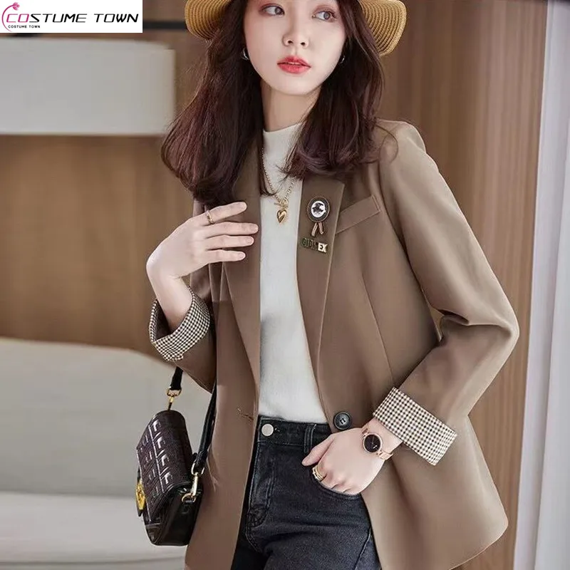 Small Suit Jacket for Women's Spring and Autumn 2024 New Korean Version British Casual Fashion Temperament Suit Top
