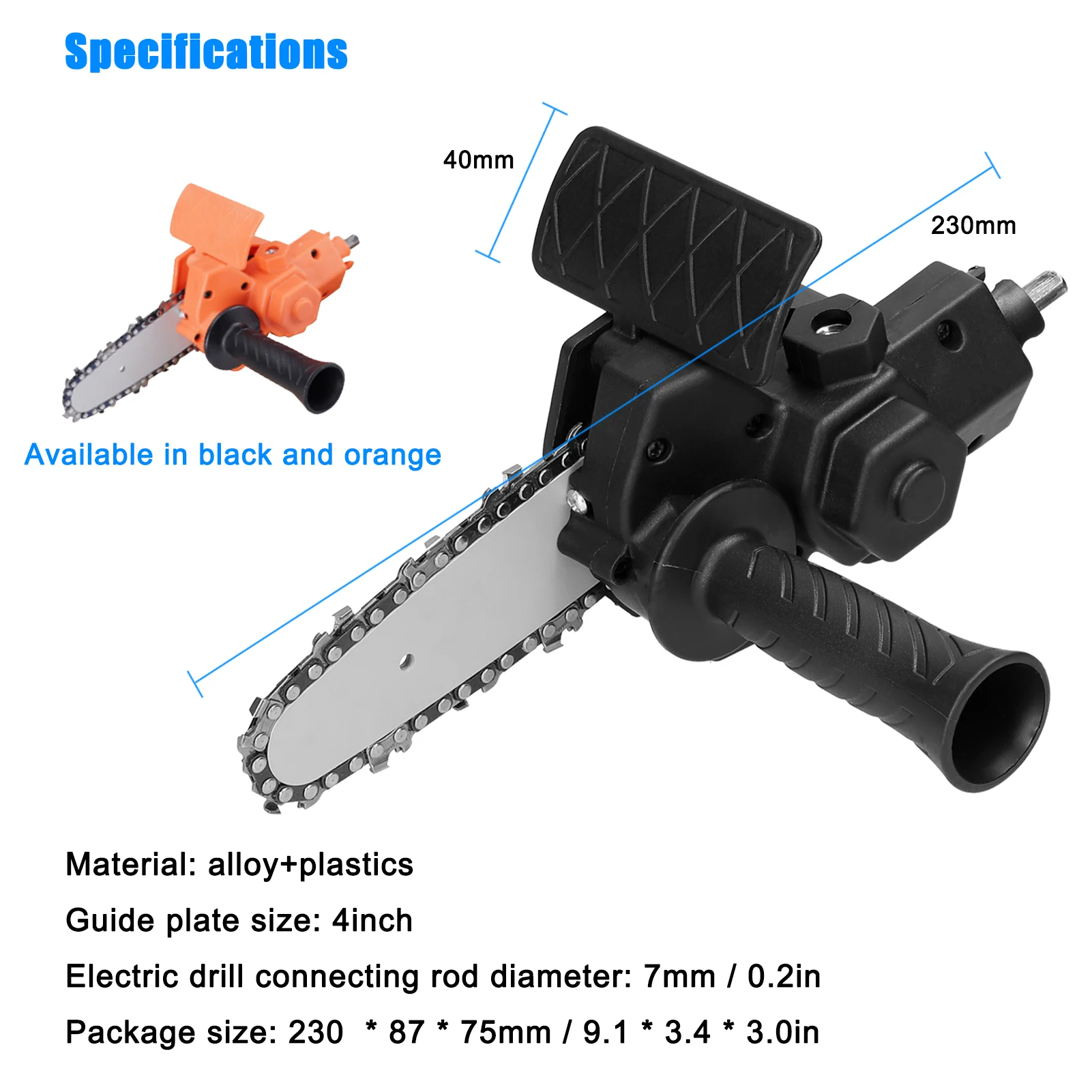 Woodworking Tool 4/6 Inch Electric Drill Modified To Electric Chainsaw