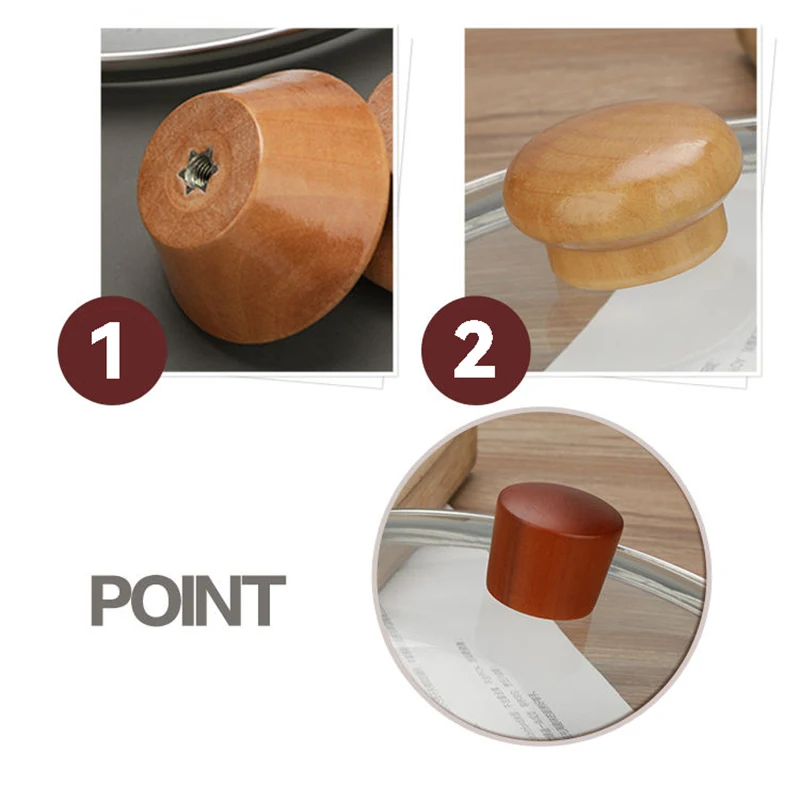 Universal Wood Pot Lid Top Handle Anti Scalding Saucepan Kettle Lid Handles Cap Lifting Torque Kitchen Utensils Hole 6-12mm pot lid handle