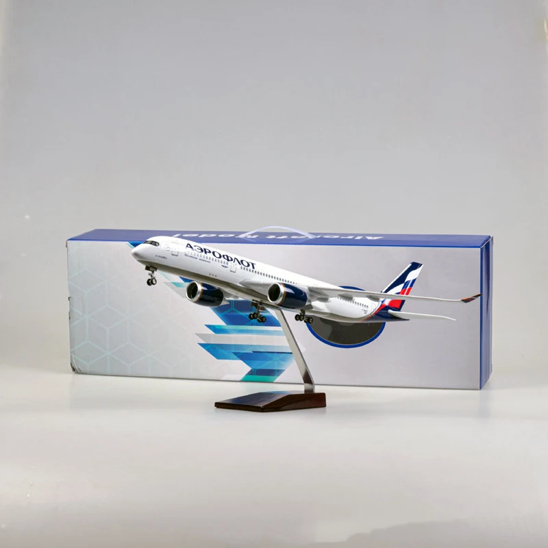 

With Wheels And Lights, Aeroflot Airbus A350 Simulation Civil Aviation Aircraft Model Display Gift Collection