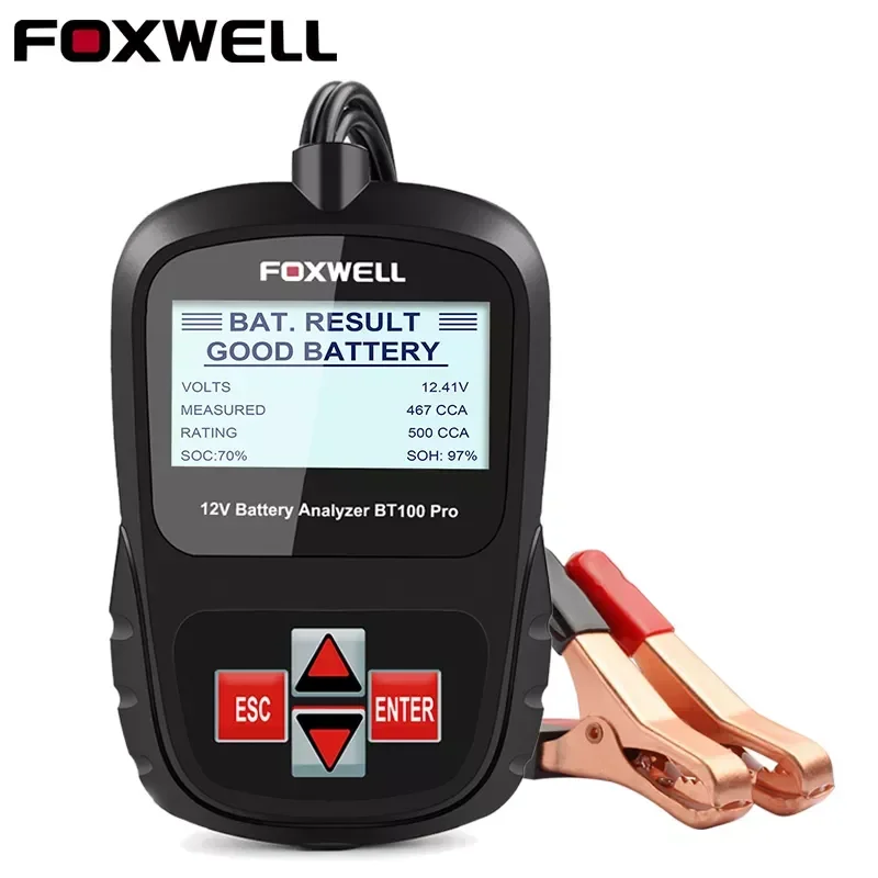 Foxwell Bt100 Pro Tester Per Batterie Per Auto 12V Per Analizzatore Di Batterie Digitali Agm Gel 12V Allagato Al Piombo 100-1100Cca Strumenti Diagnost