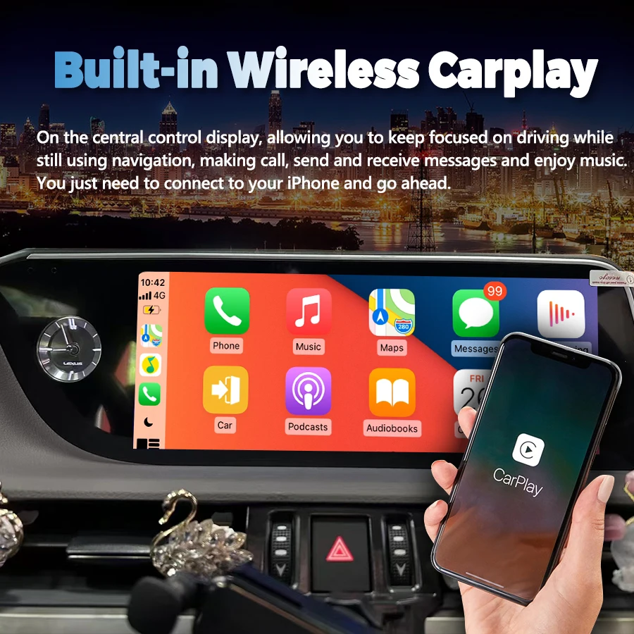 10,25 "Android 14 Radio inalámbrica para coche CarPlay para Lexus UX UX200 UX250h Multimedia WiFi 4G navegación GPS pantalla estéreo 4