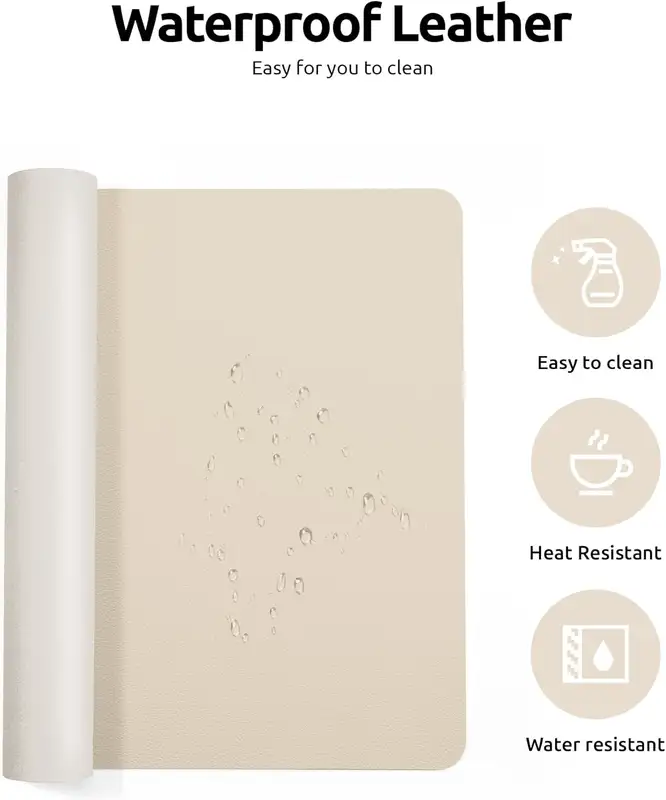 Large Mouse Pad,Office Desk Mat, Leather Desk Pad Protector, Non-Slip PU Leather Desk Blotter, Laptop Desk Pad - Image 4