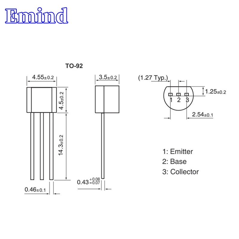 100Pcs 2SA984K 984K DIP Transistor TO-92 Type PNP Bipolar Amplifier Transistor 80V/500mA