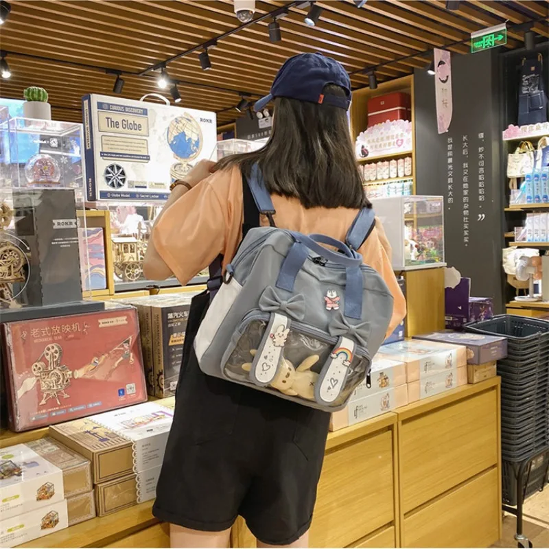 Xiuya Japanese Fashion Shoulder Bag for Women Nylon Lolita Jk Casual College Style Backpack Cute Bow Designer New Female Ita Bag