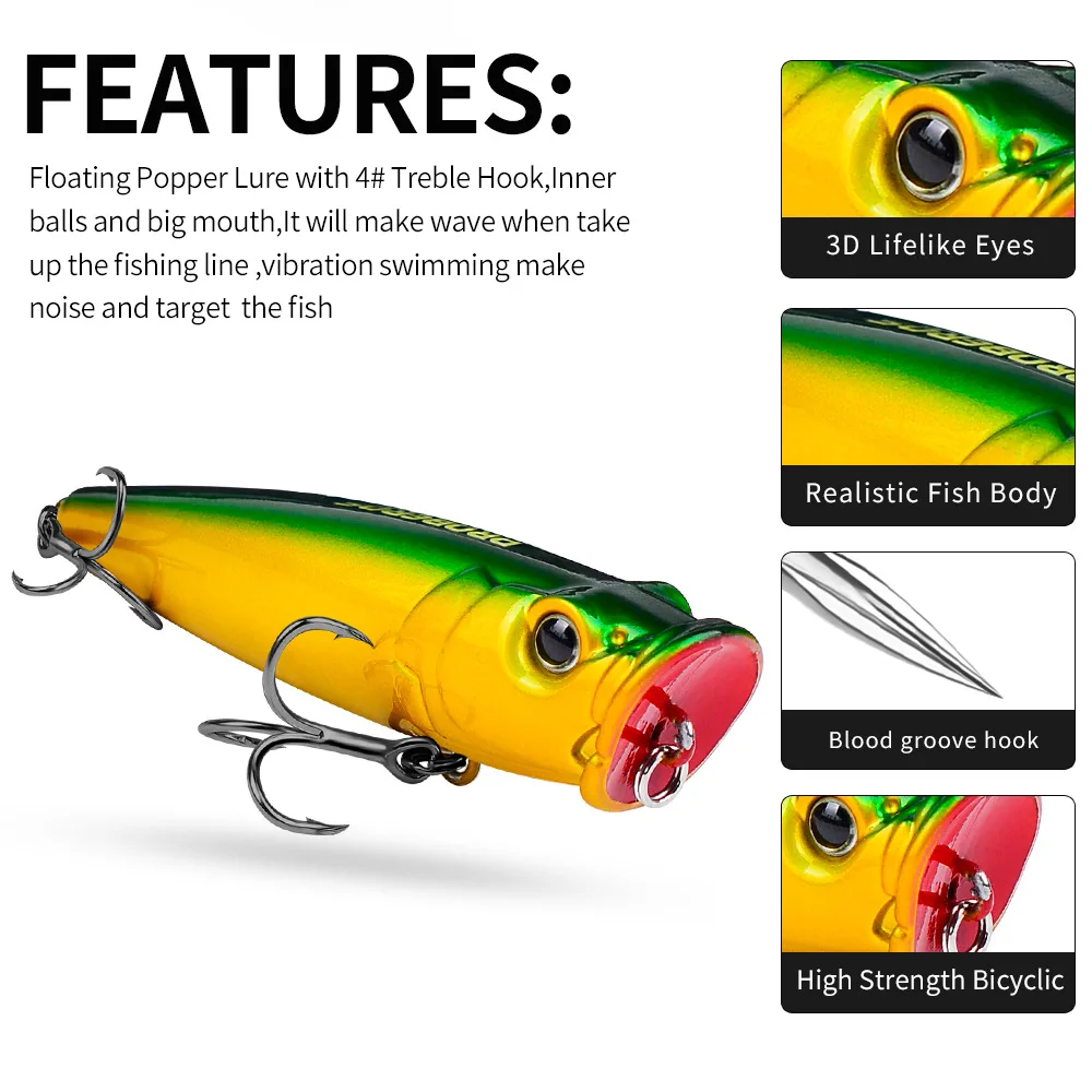 9.4cm 22g Fishing Lures Big Popper Topwater Floating Bass Sea Pesca Crank Lure Swimbait Wobbler Fishing Tacklejavascript: - 4