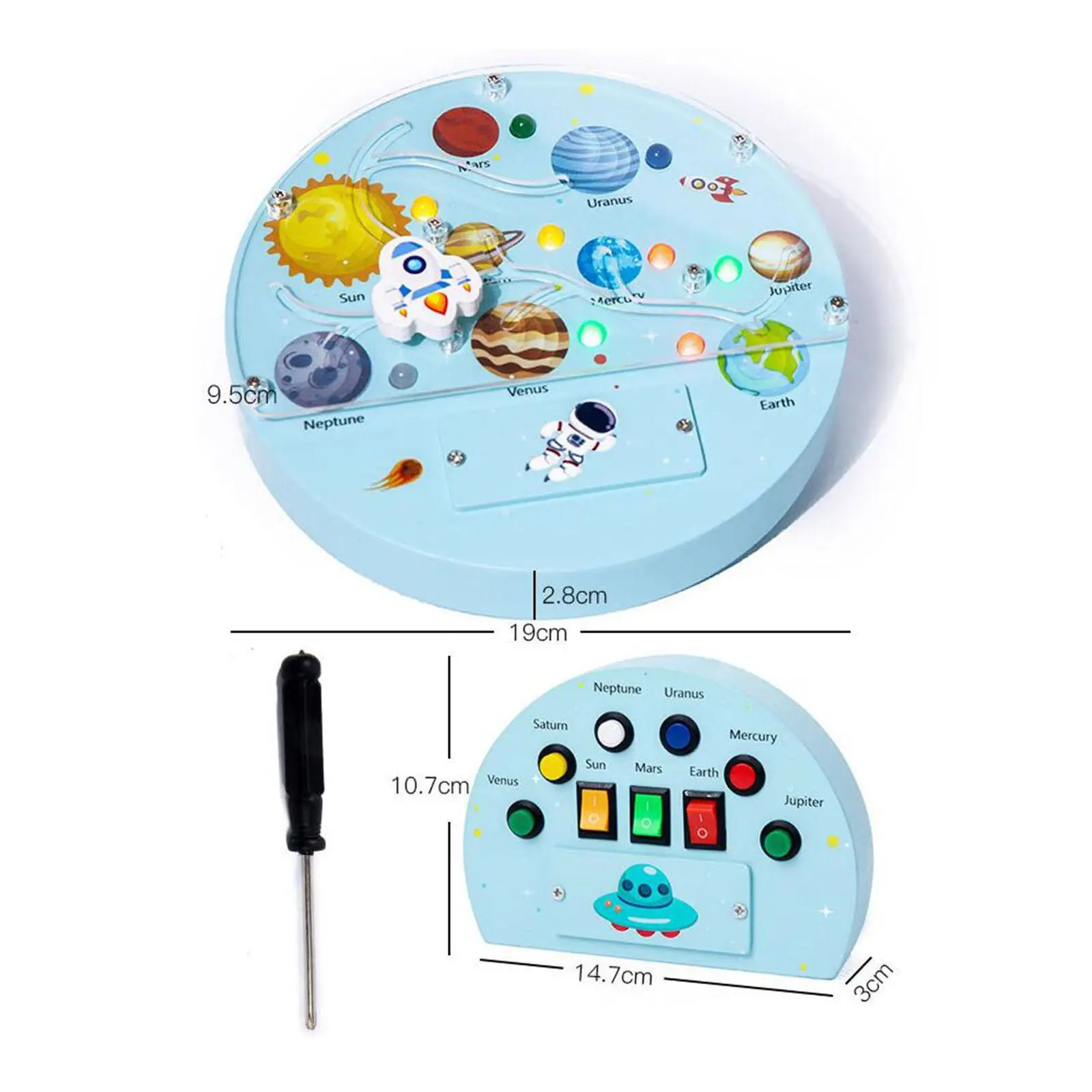 Montessori LED Busy Board Planet Recognition Teaching Material Switch Sensory Toy for Preschool Travel Kids Children Gifts
