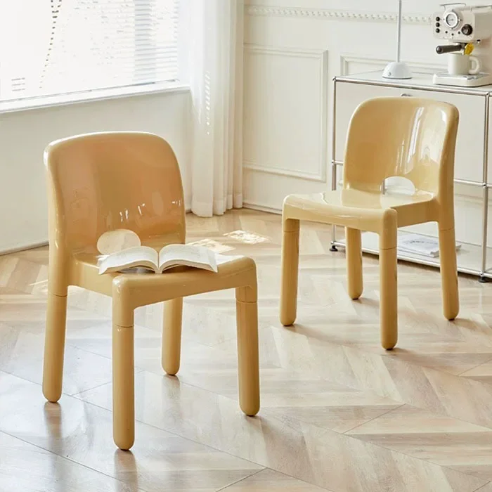 

Medieval INS Dining Chair Designer Simple Home Plastic Backrest Stool Light Luxury Makeup Chair Creative Coffee Chair