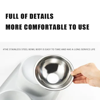 Mess Proof Elevated Pet Bowl Dog Cat Food Water Bowls Double Dog Cat Bowls Pet Dry Food Dispenser Pet Feeder Stainless Steel 2
