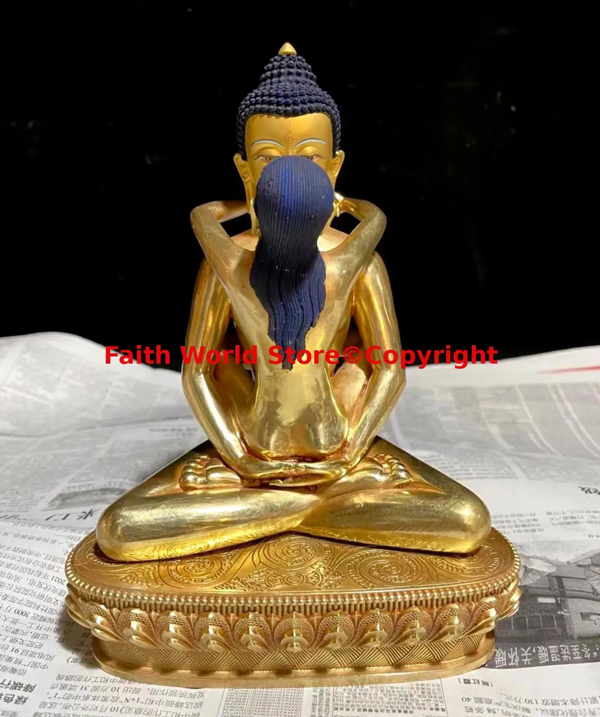 Rare Boutique handmade Buddha statue Samantabhadra Primordial Buddha Yab-Yum figure of the Buddha copper gilding 8 inch Buddhism 2