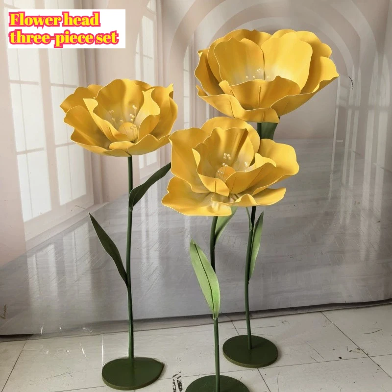 3 Stück/40 cm/50 cm 60 cm Mohn großer Blumenkopf, Hochzeits-Requisiten, DIY-Bühnendekoration, Fensterornamente, künstliche EVA-Blumen – Detail 8