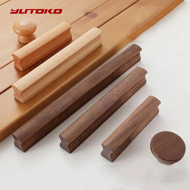 Tiradores de madera de nogal para muebles, pomos para cajones de cocina,  tiradores para armarios y cajones, Tiradores para tocador, tirador para  armario