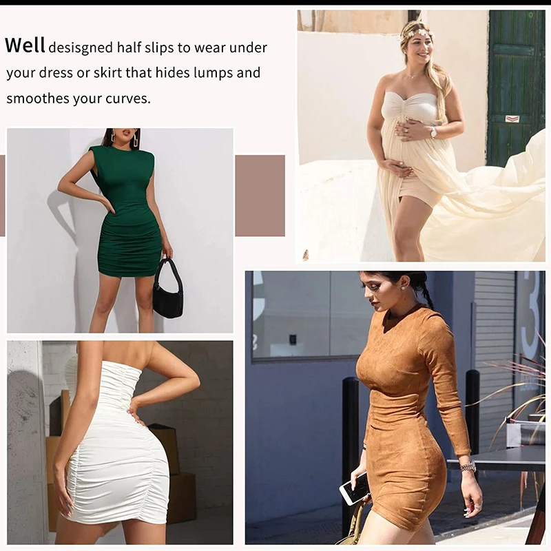 Womens Tummy Control Slips Elastic High Waist Trainer Body Shaper Slimming Underwear Half Slip Butt Lifter Petticoat Underskirts