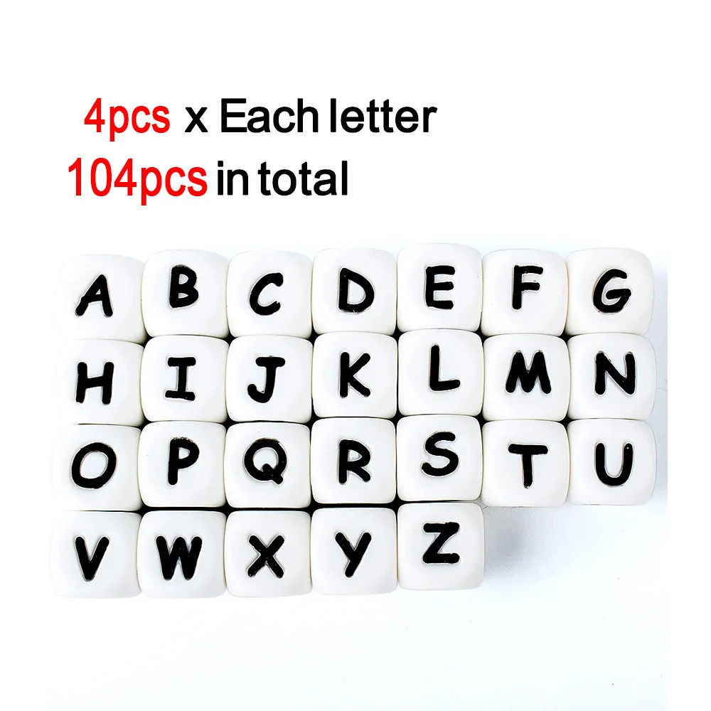Set of 10 Silicone Alphabet Beads for Personalized Jewelry - BPA Free