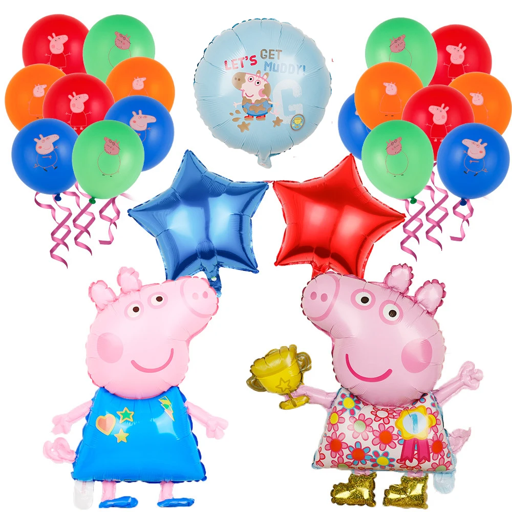 6 Pzs Juego De Globos Peppa Pig Número Foil Niños Fiesta De Cumpleaños  Decoración Suministros Baby Shower