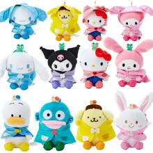 

Cute Sanrio Hello Kitty my melody Kuromi Cinnamoroll Plush Toys Kawaii raincoat plush doll backpack ornament Birthday Gifts Toy