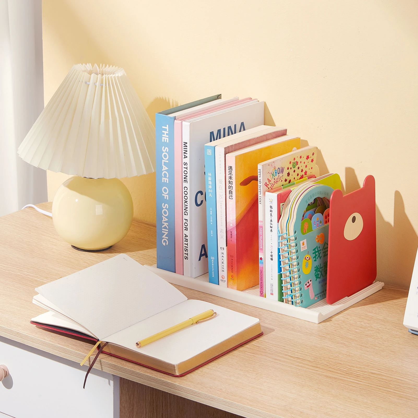 Desktop Book Oganizer 4 Sections with 7 Adjustable Positions File Sorter Vertical Desk Shelf Envelope Document Folder