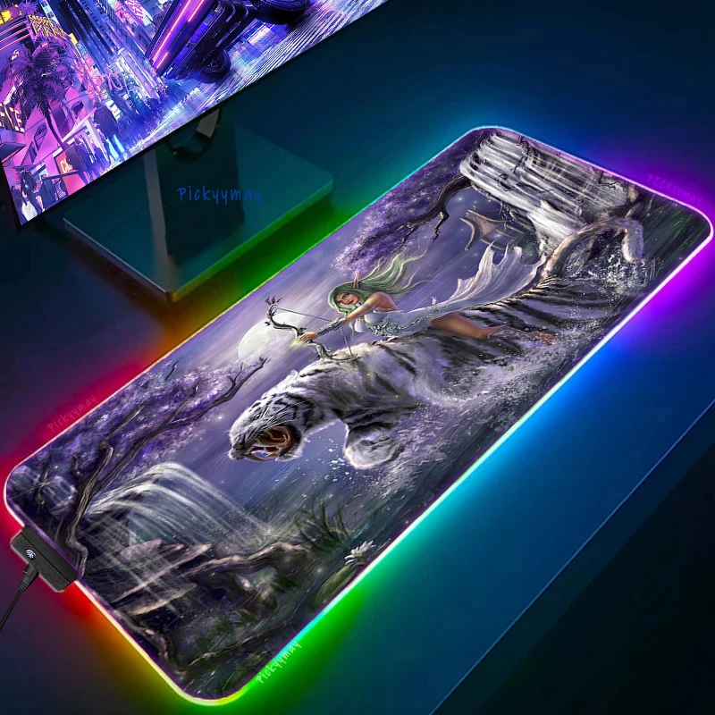 Mundo de Warcraft Led Backlight Gaming Mousepad Gamer Mousepads Rgb Mouse Almofada de Borracha Antiderrapante Deskmats Teclado Esteira de Mesa Wow - Imagem 6