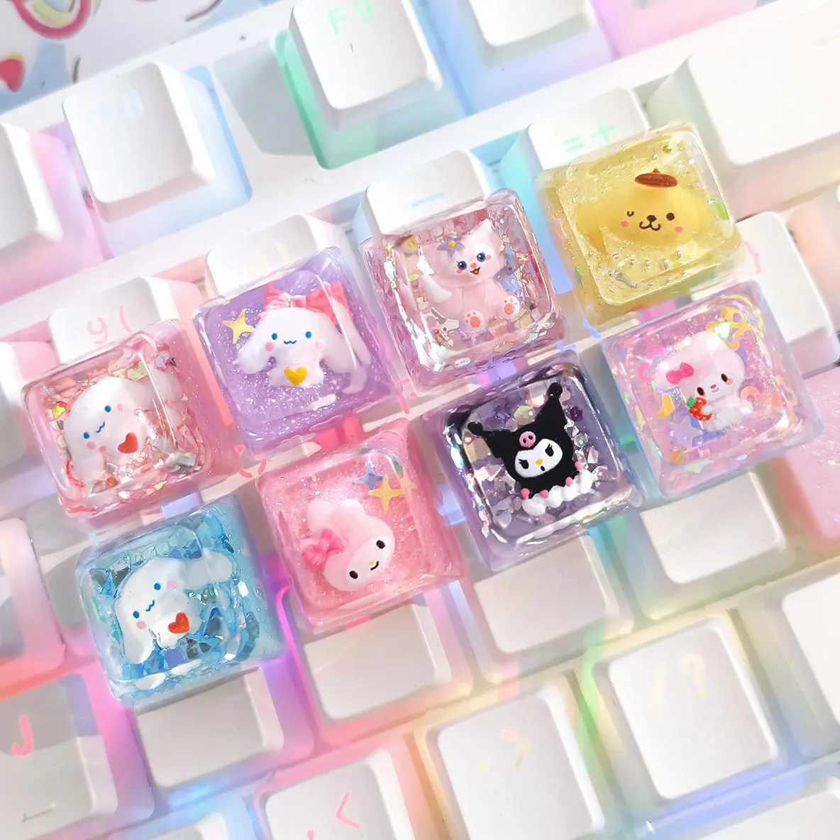 Sanrio 맞춤형 맞춤형 키캡 DIY 에폭시 키캡 수제 선물 레진 푸딩 도그 싱글 기계식 키보드