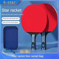 6 Star Table Tennis Racket 2PCS Professional Ping Pong Racket Set Pimples-in Rubber Hight Quality Blade Bat Paddle with Bag