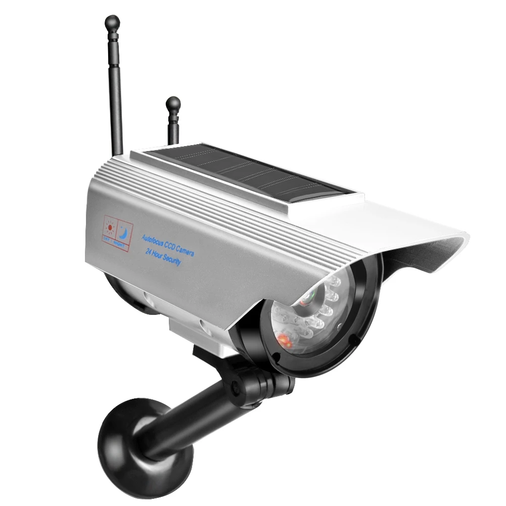 Solar Power LED Fake Camera Outdoor Security Surveillance Silver Dummy Camera surveillance camera solar security camera solar camera