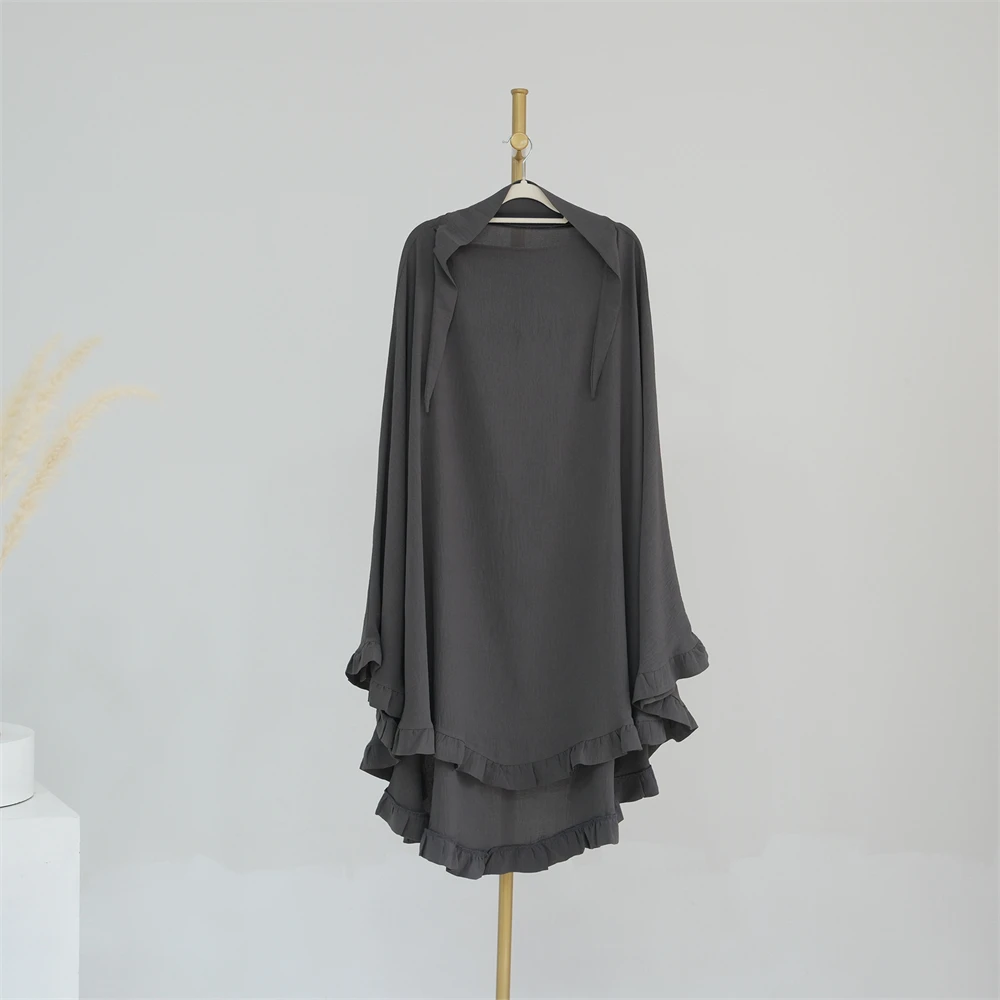 Ruffles Khimar Crinkled Tessuto Hijab Per Donna Abbigliamento Islamico Dubai Turchia Sciarpa Musulmana Foulard Copricapo Niqab Ramadan Eid