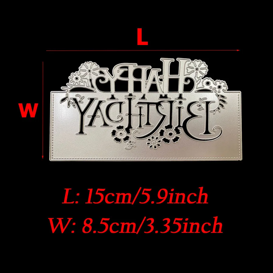 1PC Happy Birthday Letter Words Metal Cutting Dies Background Dies for DIY Scrapbooking Album Birthday Card Making Paper Craft