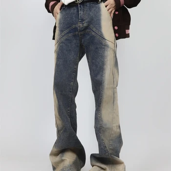 남성용 S-3XL 청바지, 올매치 데일리 바이탈리티, 심플 헐렁한 걸레 바지, 배색 힙합, 미국 스타일, 인기 십대