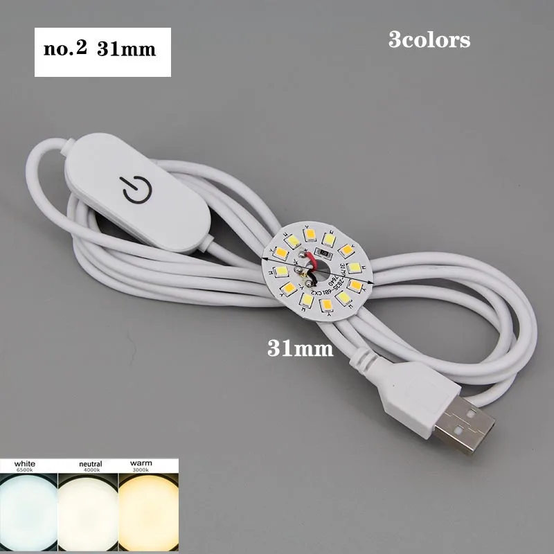 31mm 44mm DC 5V 3W USB LED Lights 2835 chip dimmer Reading Night Light Board Desk Book tablet Lamp touch Switch power cable