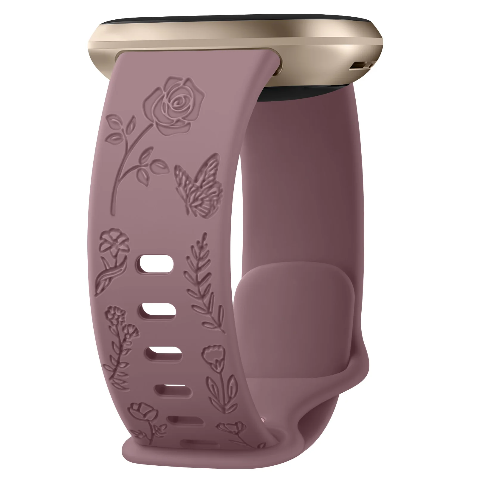 Floral Engraved Soft Silicone Watch Band Accessory