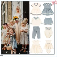 Boys Casual Preppy Shirt Pants Summer KS 2025 Girls Navy Style Pretty Dress Baby Cute Rompers Boy Active Tops Shorts Clothes Set
