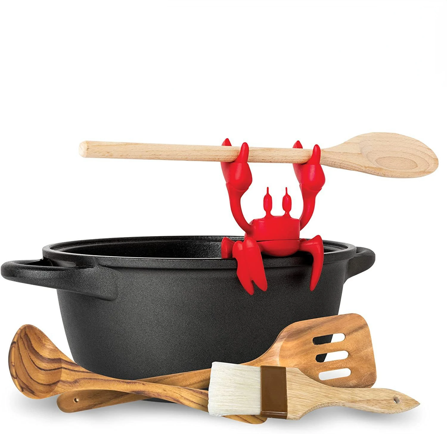 

Red Crab Silicone Spoon Holder Steam Release Device Heat Resistant Kitchen Grill Utensil Rack Curious Gadgets Pot Stand Rest Bar