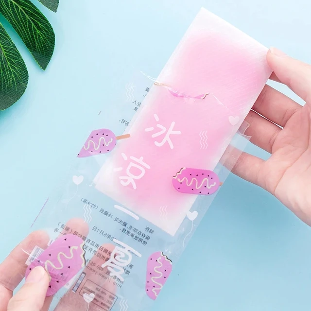 10Db Nyári Aranyos Hideg Kompresszi Jéghideg Paszta Megnyugtató Fáradtság Alacsony Hőmérsékletű Gél Hűvös Kompressziós Homlok Matrica - Image 4