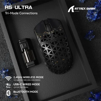 ATTACK SHARK R5 Ultra 8K Carbon Fiber Wireless Gaming Mouse with 42000 DPI-PAW3950 MAX Sensor -39g Ultra-Lightweight for Win/Mac 1