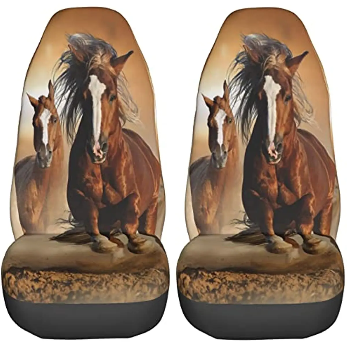 

FeHuew Two Running Chestnut Horses 2 Pcs Car Seat Covers Set Vehicle Front Seat Protector Auto Interior Accessories Protetors