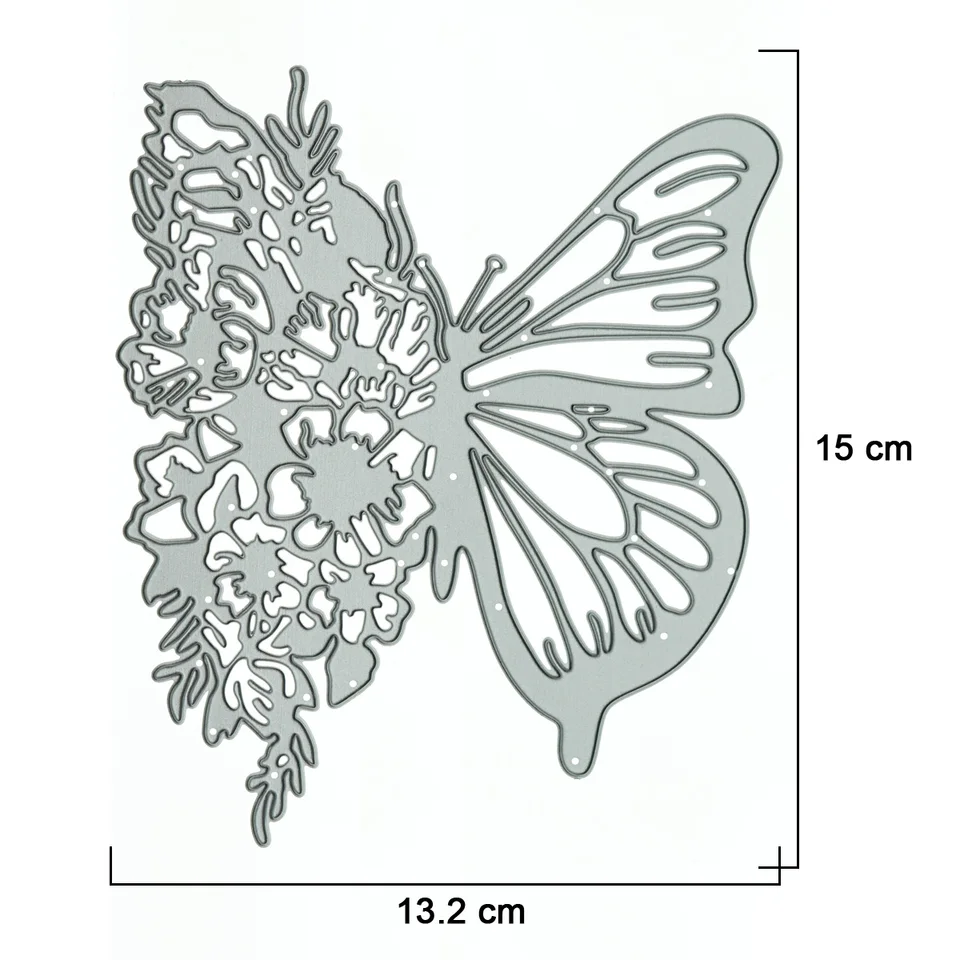 Fustelle In Metallo Per Scrapbooking, Motivo Cuore Con Farfalla E Fiori, 9x8,5 Cm - 3