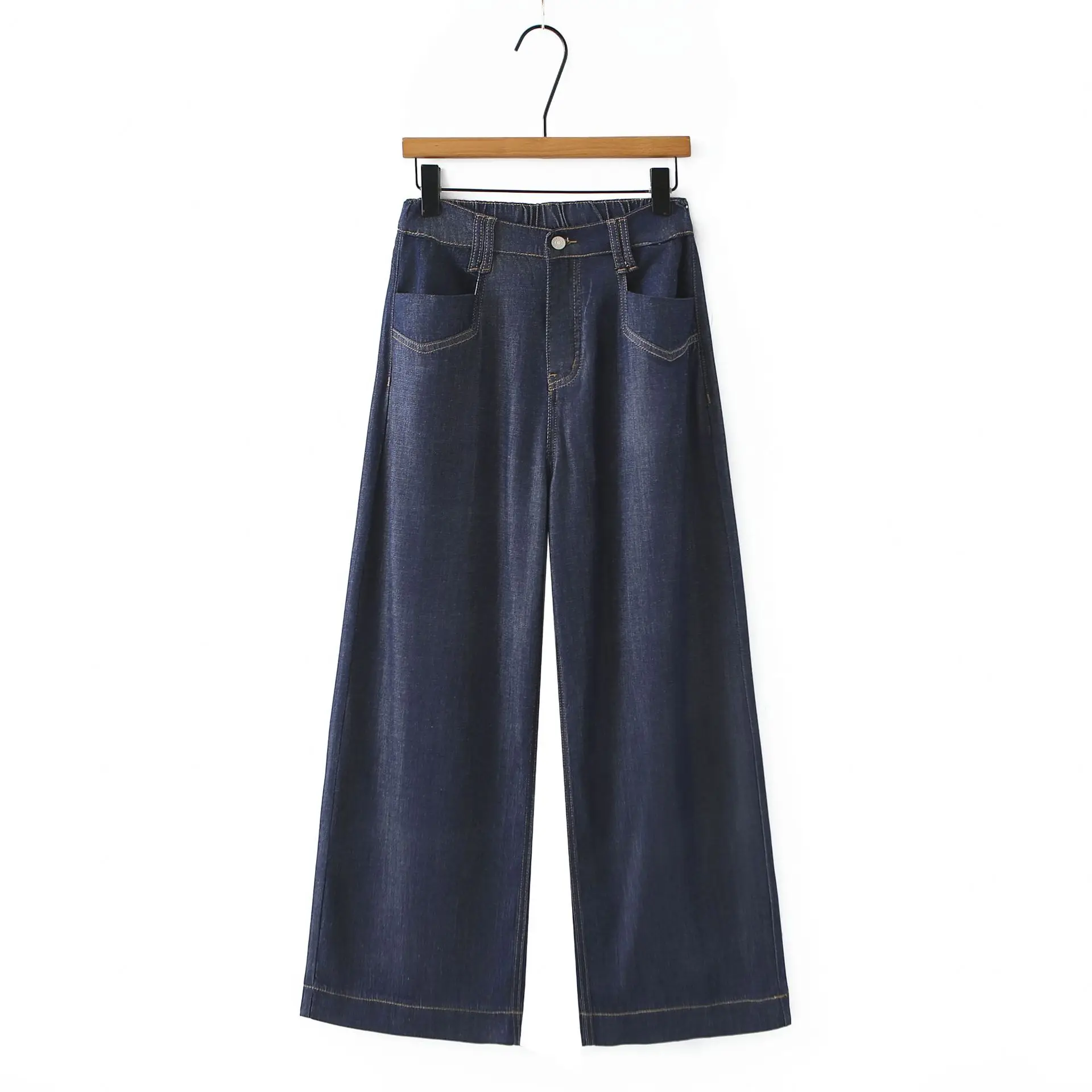 New Summer Lyocell Wide Leg Jeans 100KG Premium Plus Size Women Design Thin Denim Long Pants 5335