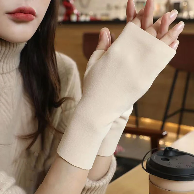 1pair Women Men Fingerless Gloves Mitten Knitted Autumn Winter Touch Screen het Half-Fingers Adult Warm Winter