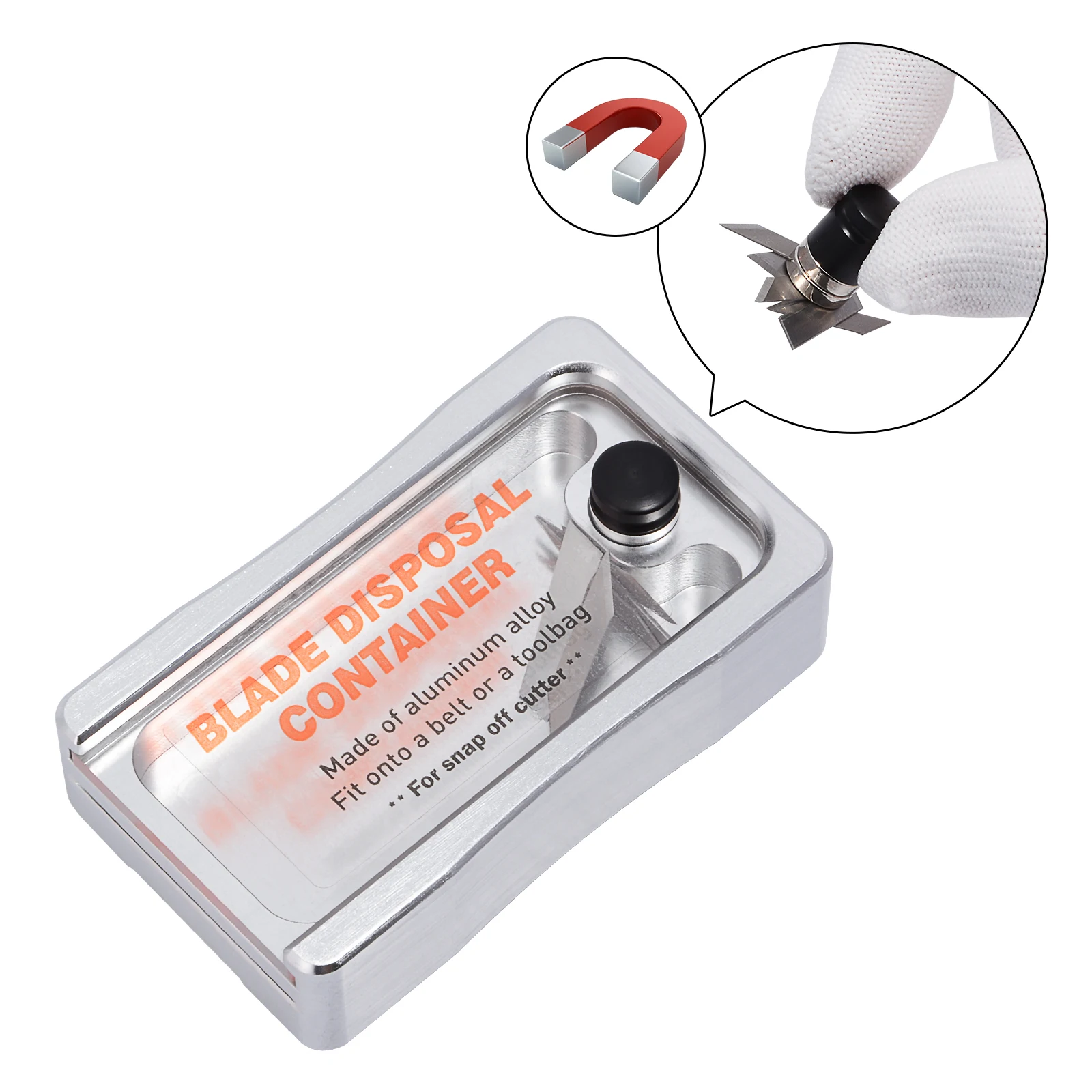 FOSHIO Plastic/Aluminum Alloy Disposed Knife Blade Snap-Off Box Container Magnetic Utility Knife Cutter Waste Blade Storage Case utility cutter knife