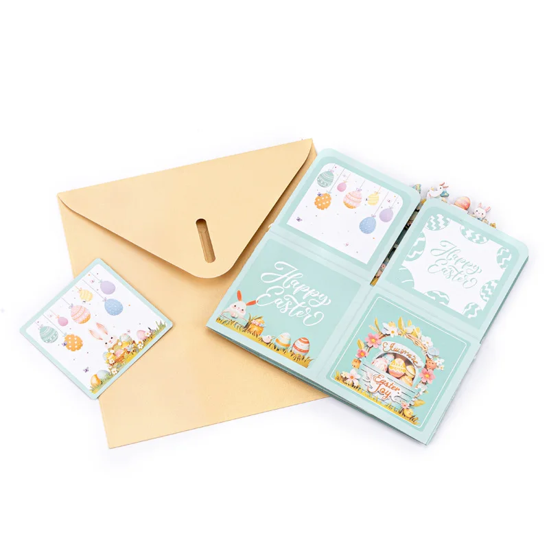 New Easter Bunny Stereo Box 3D Pop Up Greeting Card Easter Surprise Egg Gift Wishes Card with Envelope