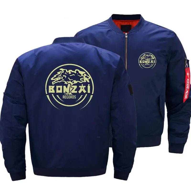 Bonzai Records Men Bomber Jackets Thick Pilot Hardcore Graphic Outerwear Fashion Clothing 2