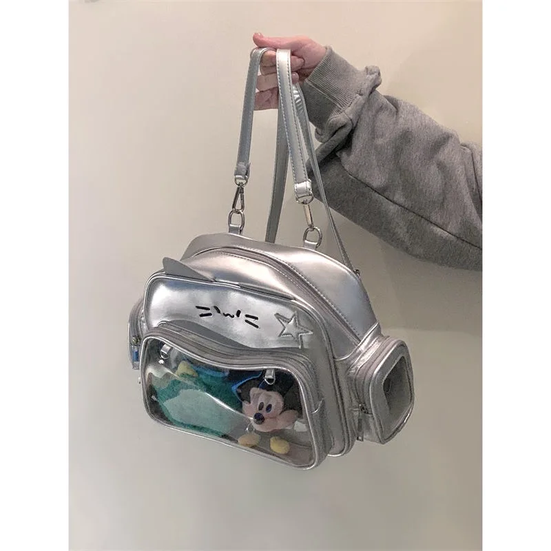 Ita Bag Cool Y2k Korean Harajuku Silver Cat Travel Bags