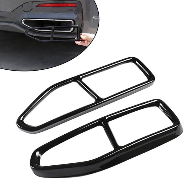2x Tailpipe Trim Frame Decoration Cover Rustproof Glossy Black Exhaust Pipe 2x Tailpipe Trim Frame Decoration Cover Rustproof Glossy Black Exhaust Pipe