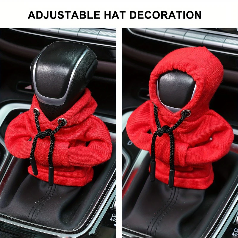 Hoodie Creative Car Handle Gear Shift Knob Lever Cover Fashion Cute Car Gear Sweatshirt Change Lever Cover Interior Accessories